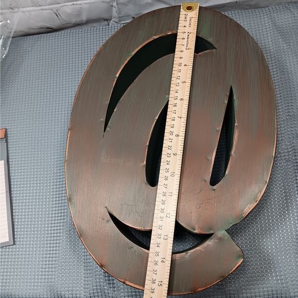 Metal Distressed‎ Hammered @ Symbol At Sign 15.5" Copper Color w/ Green Patina - Picture 5 of 6